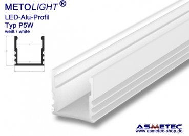 LED-Aluminium Profil P5W-2, weiß, 15 mm breit, 15 mm hoch, 2 m lang, Aufbauprofil