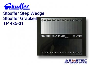 Stouffer TP4x5-31C, 31 step transmission projection step wedge, increment 0.10, calibrated