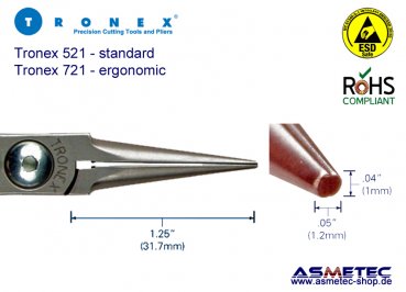 Tronex 721 - needle nose plier, ergonomic - www.asmetec-shop.de