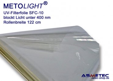 UV filter foil SFC-10, clear, blocks light below 400 nm, off cut