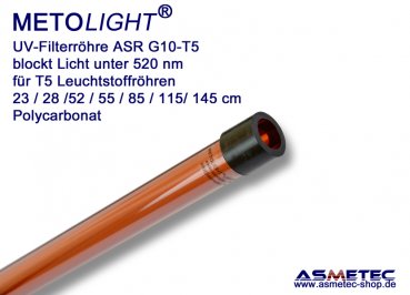 UV-Filter sleeve T5-ASR-G10, amber, 520 nm, 115 cm for 28W CFL tube