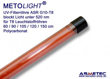 UV-Filterröhre T8-ASR-G10, bernstein, 520 nm,  60 cm für 18 Watt Leuchtstoffröhre