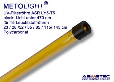 UV-Filterröhre T5-ASR-LY5, gelb, 470 nm,  28 cm für 8 Watt Leuchtstoffröhre