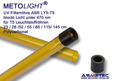 Metolight ASR-LY5 UV-filter sleeve T5, yellow, 470 nm - www.asmetec-shop.de