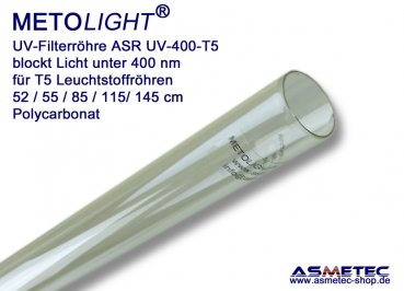 UV-Filterröhre T5-ASR-UV400, klar, 400 nm,  85 cm für 21 Watt Leuchtstoffröhre