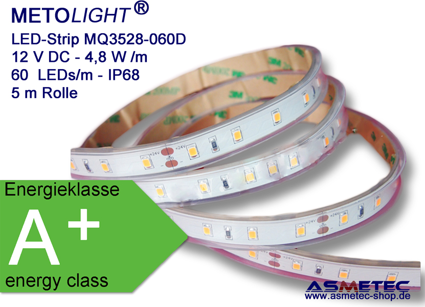 LED-Strip MQ3528-12-060D-NW, nature white, IP68, silicone, 5-m-reel -  Asmetec LED Technology