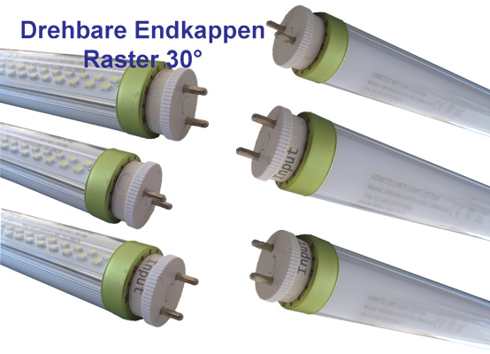 LED-Röhre-120-SCE-R 120 cm, 20 Watt, T8, klar, drehbar, kaltweiß, Klasse A+  - Asmetec