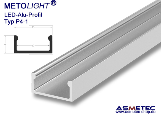 LED-Aluminium Profil P4M-2, anodisiert, 2 m lang - Asmetec