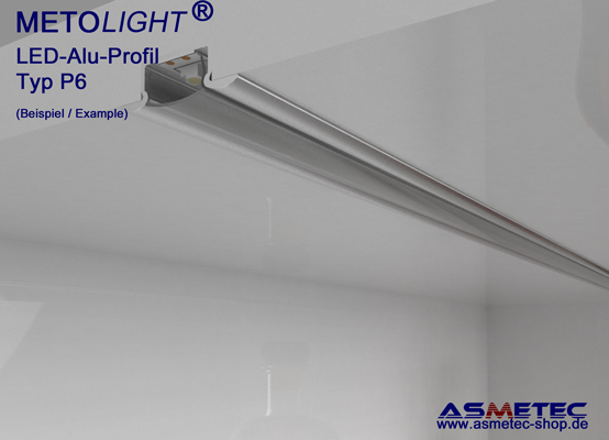 LED-Aluminium Profil P6M-2, anodisiert, 2 m lang - Asmetec