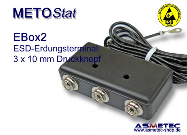 Metostat ESD grounding terminal EBOX2, 3 x 10 mm snap - www.asmetec-shop.de