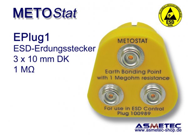 Metostat Grounding Plug EPlug1, 3 x 10 mm snap - www.asmetec-shop.de