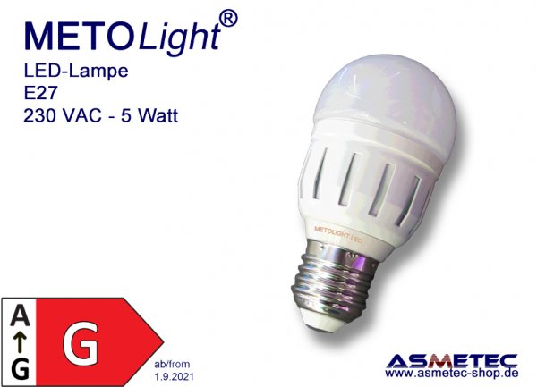 Metolight LED bulbs, dimmable, 5 Watt- www.asmetec-shop.de
