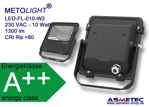 METOLIGHT LED Flood Light FL-010-W2, 10 Watt, 1300 lm, IP65 - www.asmetec-shop.de