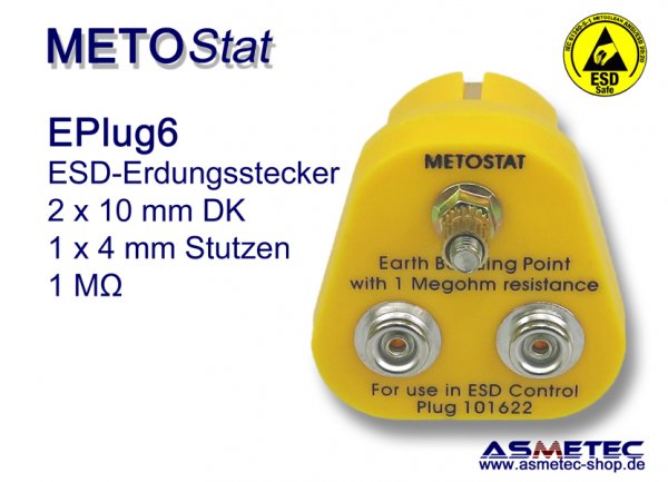 Metostat Erdungsstecker EPlug6, 2 x 10 mm Druckknopf - www.asmetec-shop.de