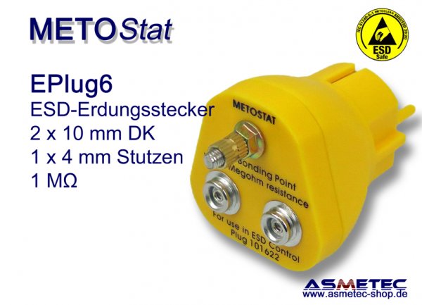 Metostat Grounding Plug EPlug6, 2 x 10 mm snap - www.asmetec-shop.de
