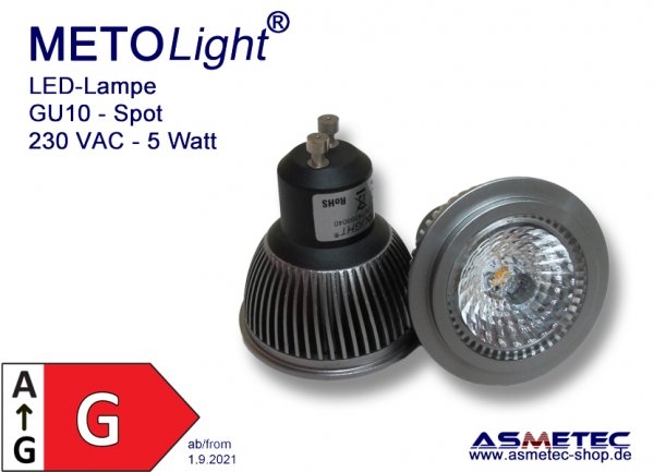 METOLIGHT LED Spot GU10, 5 Watt, dimmable