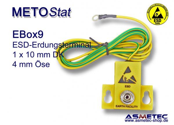 Metostat ESD grounding terminal EBOX9, 1 x 10 mm snap - www.asmetec-shop.de