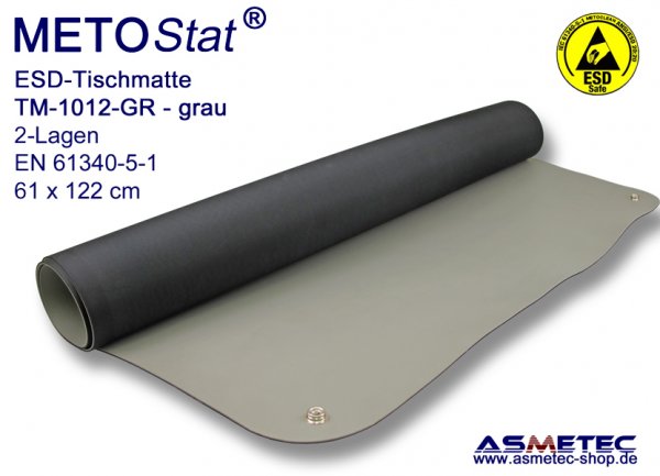 ESD-Tischmatte TM1012GR, grau, 61 x 122 cm, antistatisch, dissipativ, Arbeitsplatz-Tischmatte, lötfest, hitzebeständig