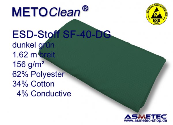 METOCLEAN ESD woven fabric SF40-DG, dark green - www.asmetec-shop.de