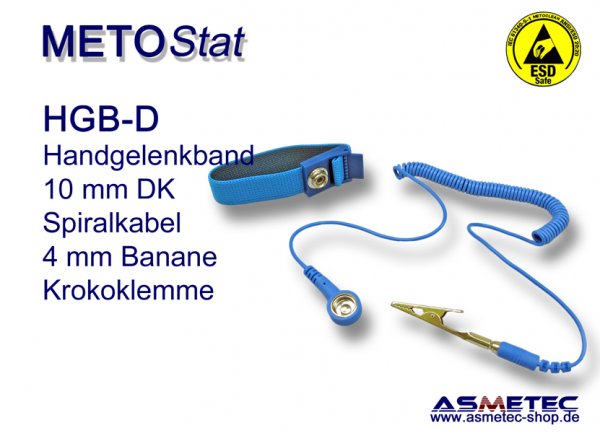 ESD-Handgelenkband HGB-D-Set, 10 mm Druckknopf, antiallergen - www.asmetec-ahop.de