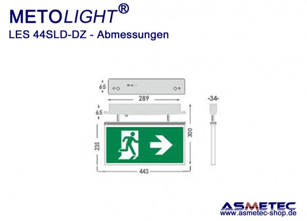 LED-Emergency Exit luminaire LES-44-SLD-DZ, IP30, maintained, double sided