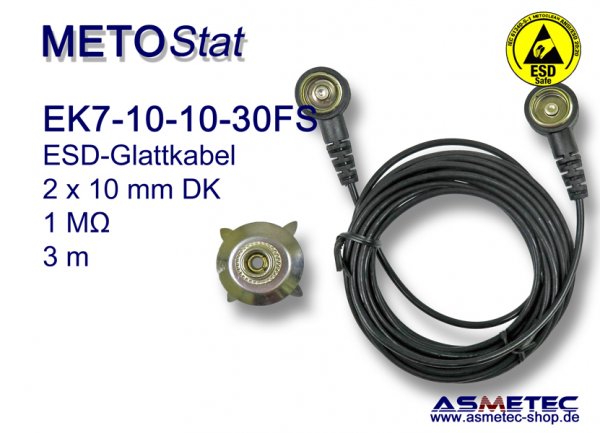 ESD-Erdungskabel EK7 für Bodenmatten, 10 mm Druckknop - www.asmetec-shop.de