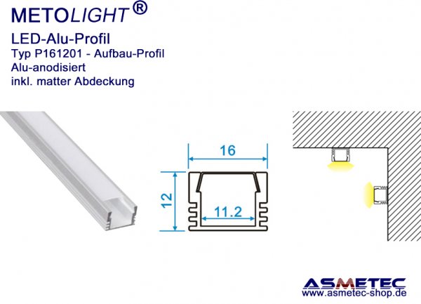 Aluminium-LED-Profil P1612 - www.asmetec-shop.de