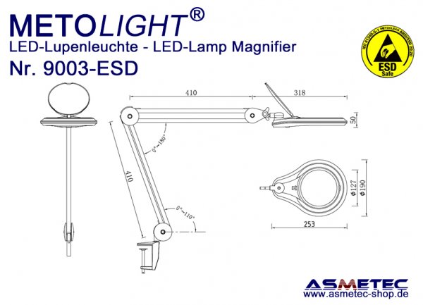 Metolight ESD LED Lamp Magnifier 9003