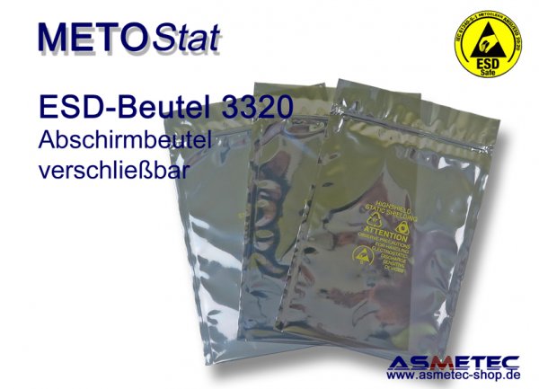 Metostat ESD shielding bag 3320, with zipper - www.asmetec-shop.de