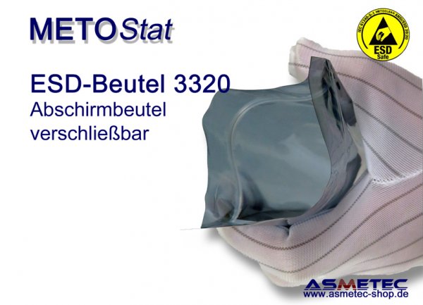 Metostat ESD shielding bag 3320, with zipper - www.asmetec-shop.de