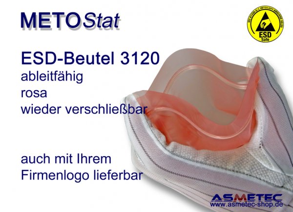 Metostat ESD dissipative bag 3120, with zip - www.asmetec-shop.de