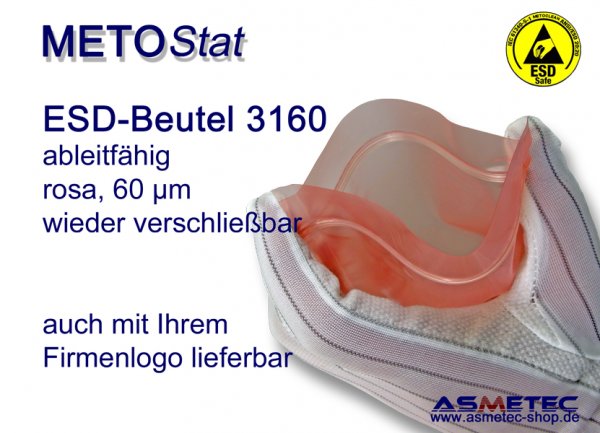 Metostat ESD dissipative bag 3160, with zip - www.asmetec-shop.de