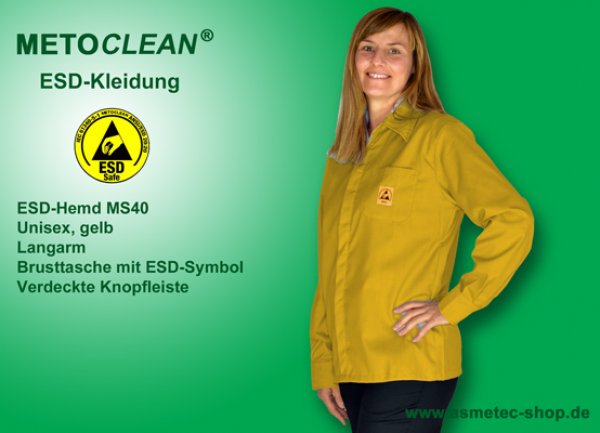METOCLEAN ESD-Shirt MS40L-GE, yellow - www.asmetec-shop.de