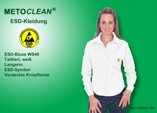 METOCLEAN ESD-Women's Shirt WS40-WS, white - www.asmetec-shop.de