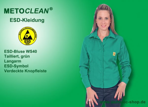 METOCLEAN ESD-Women's Shirt WS40-GN, green - www.asmetec-shop.de
