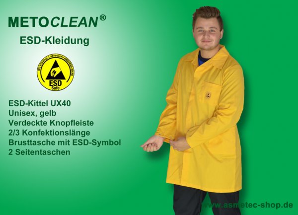 METOCLEAN ESD-Smock UX40-GE, yellow - www.asmetec-shop.de
