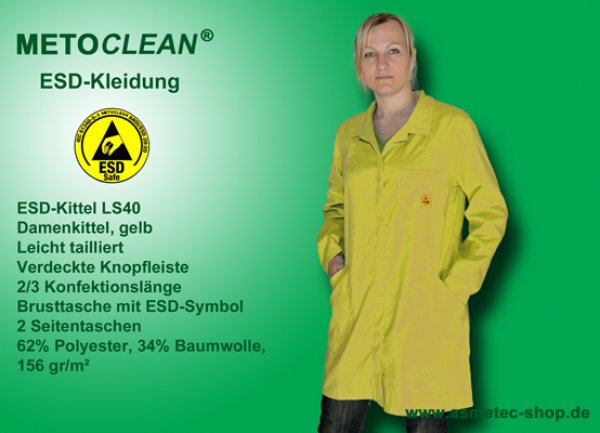 METOCLEAN ESD-Smock LS40-GE, yellow - www.asmetec-shop.de