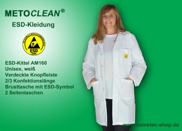 METOCLEAN ESD-Kittel AM160D-WS, weiß - www.asmetec-shop.de