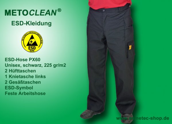 Metoclean ESD-Trousers PX60-SW-XXL, military design, unisex, black, size XXL