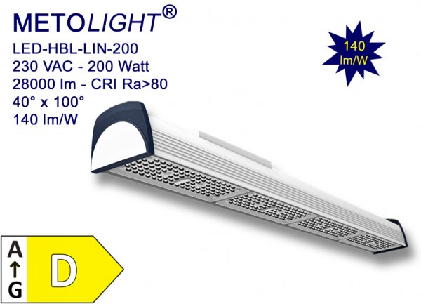 METOLIGHT LED highbay Light HBL-LIN-200, 200 Watt, 28000 lm - www.asmetec-shop.de