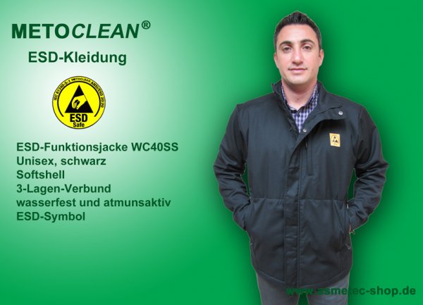 METOCLEAN ESD-KL-funktional jacket-WC-40SS-SW, Softshel, black