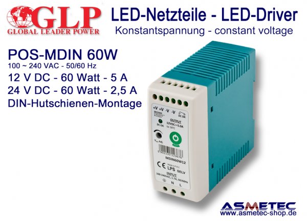 LED-driver POS MDIN-60W12, 12 VDC, 60 Watt