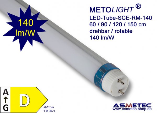 METOLIGHT LED-tube SCE-RM 150 cm, 30 Watt, 4700 lm, 6000K, matt, A++ - wwww.asmetec-shop.de