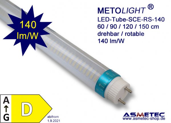 METOLIGHT LED-tube SCE-RS 60 cm, 10 Watt, 1400 lm, 6000K, matt, A++ - wwww.asmetec-shop.de