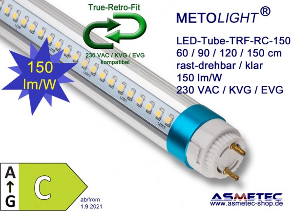 METOLIGHT LED-tube, T8, 120cm, 19 Watt, 2600 lm, cold white, for electronic and magnetic ballast - www.asmetec-shop.de