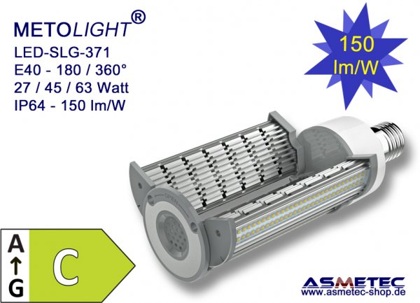 METOLIGHT LED-street bulb SLG371, 27 Watt, 180_360°, neutral white, IP64 - www.asmetec-shop.de