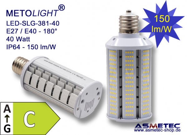 METOLIGHT LED-street bulb SLG381, 40 Watt, 180°, warm white, IP64 - www.asmetec-shop.de