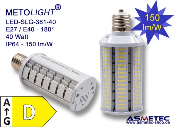 METOLIGHT LED-street bulb SLG381, 60 Watt, 180°, nature white, IP64 - www.asmetec-shop.de
