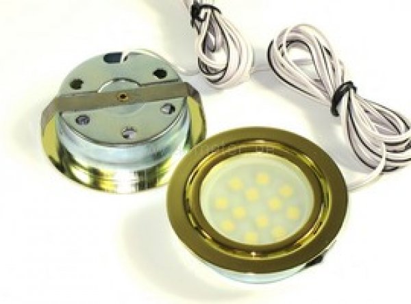 LED Cabinet lights, Set of 5, brass, warm white