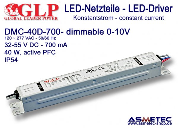LED-driver GLP - DMC-40D-700, 700 mA, 40 Watt - www.asmetec-shop.de